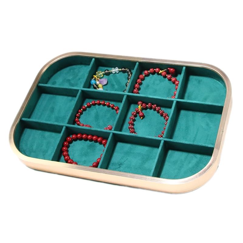 Elegant Velvets Jewelry Storage Tray Pendant Holder Elegant Jewelry Box Stackable Display Showcase Plate for Necklace