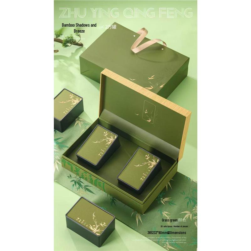 Pre-Qingming Longjing & Laoshan Green Tea Gift Box - Biluochun & Wuniuzao Half Jin Tea Packaging 125g each