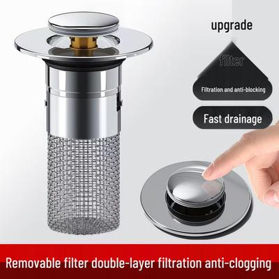Universal Odor-Proof Pop-Up Drain: Anti-Clogging Press-Type Filter for Washbasin