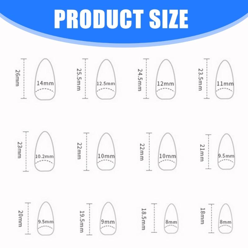 Press on Nail Almond Shaped Fake Nail Glossy Stick on Nail Natural Full Cover False Nail Acrylic Glues on Nail for Women