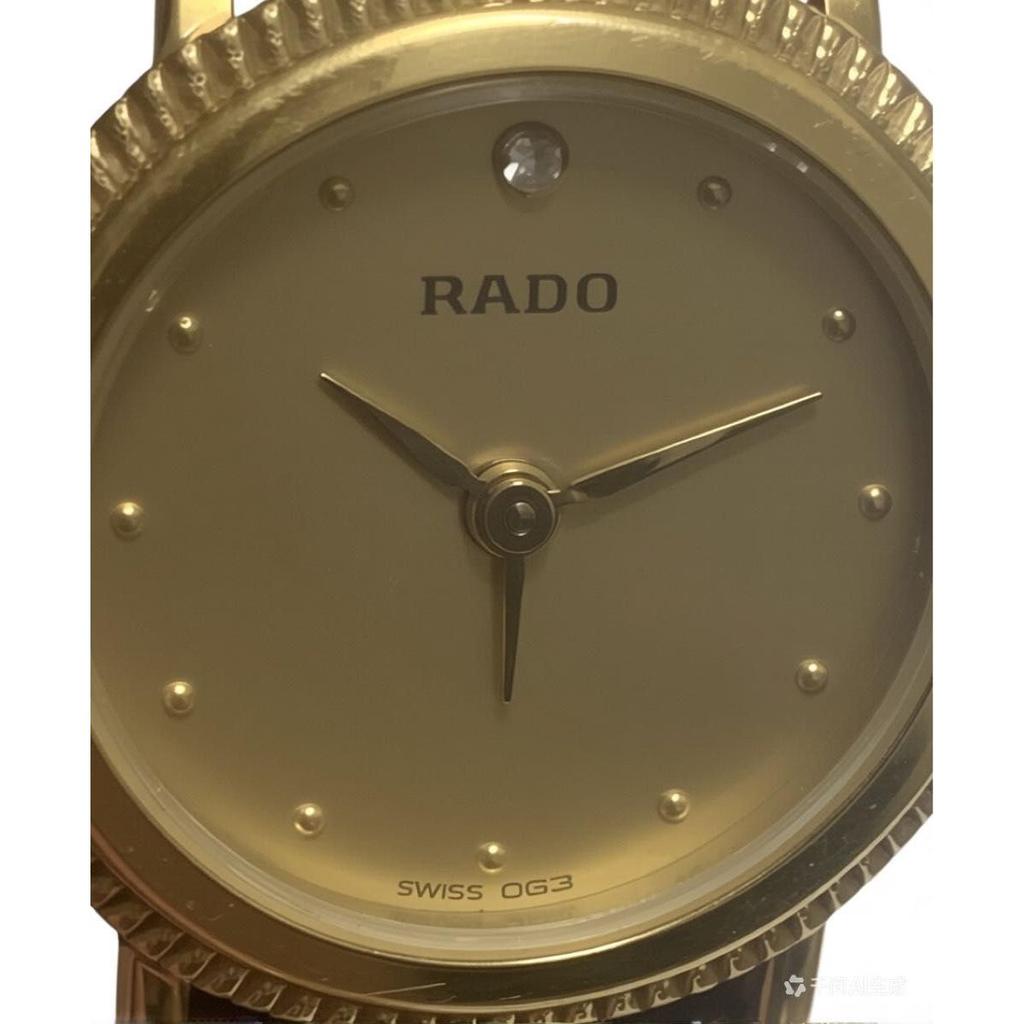 Used Today only RADO Rado Vintage Ladies Watch Gold Dial Black Leather Strap Working Item (Battery Replaced) Video is AI