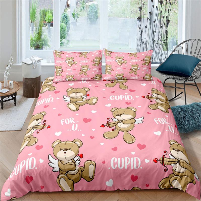 Cartoon Animals Toddler Bedding Set Toy Bear Star Pattern Duvet Cover For Boy Girl Kids Child Teen Microfiber 3D Comforter Cover