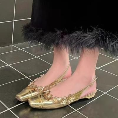 Women's Spring New Fashion Square Toe Designer Sequin Patent Leather Slingback Loafers Casual Comfort Breathable Low Top Shoes
