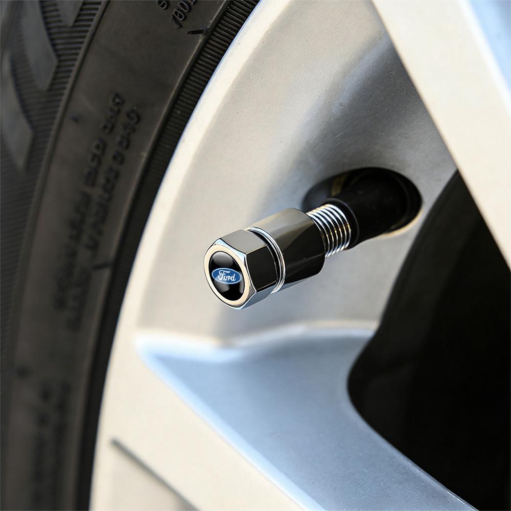 4PCS Car Wheel Tire Valve Caps Air Stem Cover For Ford Cmax Focus Mk4 F150 Mk2 Fiesta Fusion Kuga Explorer Shelby Ranger Mondeo