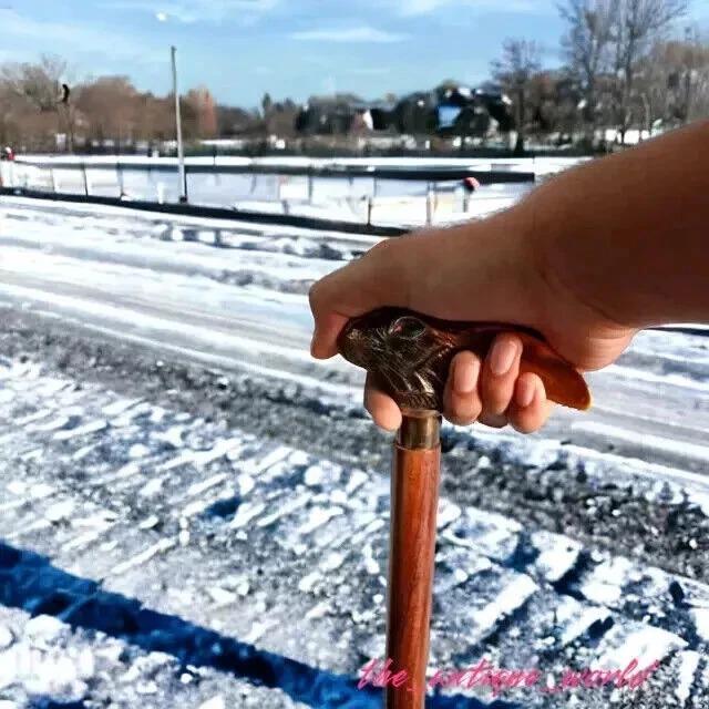 Antique Victorian Wooden Walking Cane Sticks Rabbit Head Handle Vintage Designe