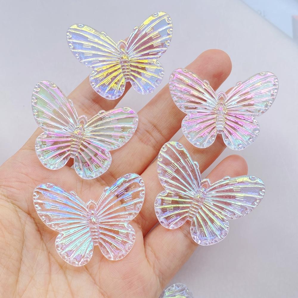 10 Pcs Cute Colorful Beautiful Butterflies Flat Back Resin Cabochons Scrapbooking DIY Jewelry Hairpin Craft Decoration