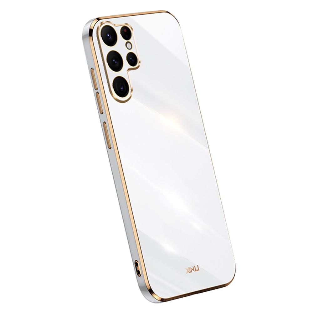 

For Samsung Galaxy S25 Ultra Case TPU Phone Cover with Electroplating Frame White
