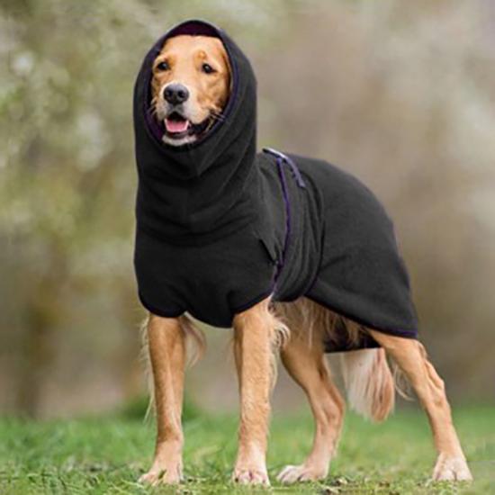 

Пуловер Pet Хлопковый костюм для золотистого ретривера Утепленная однотонная одежда для собак с капюшоном XXL чёрный