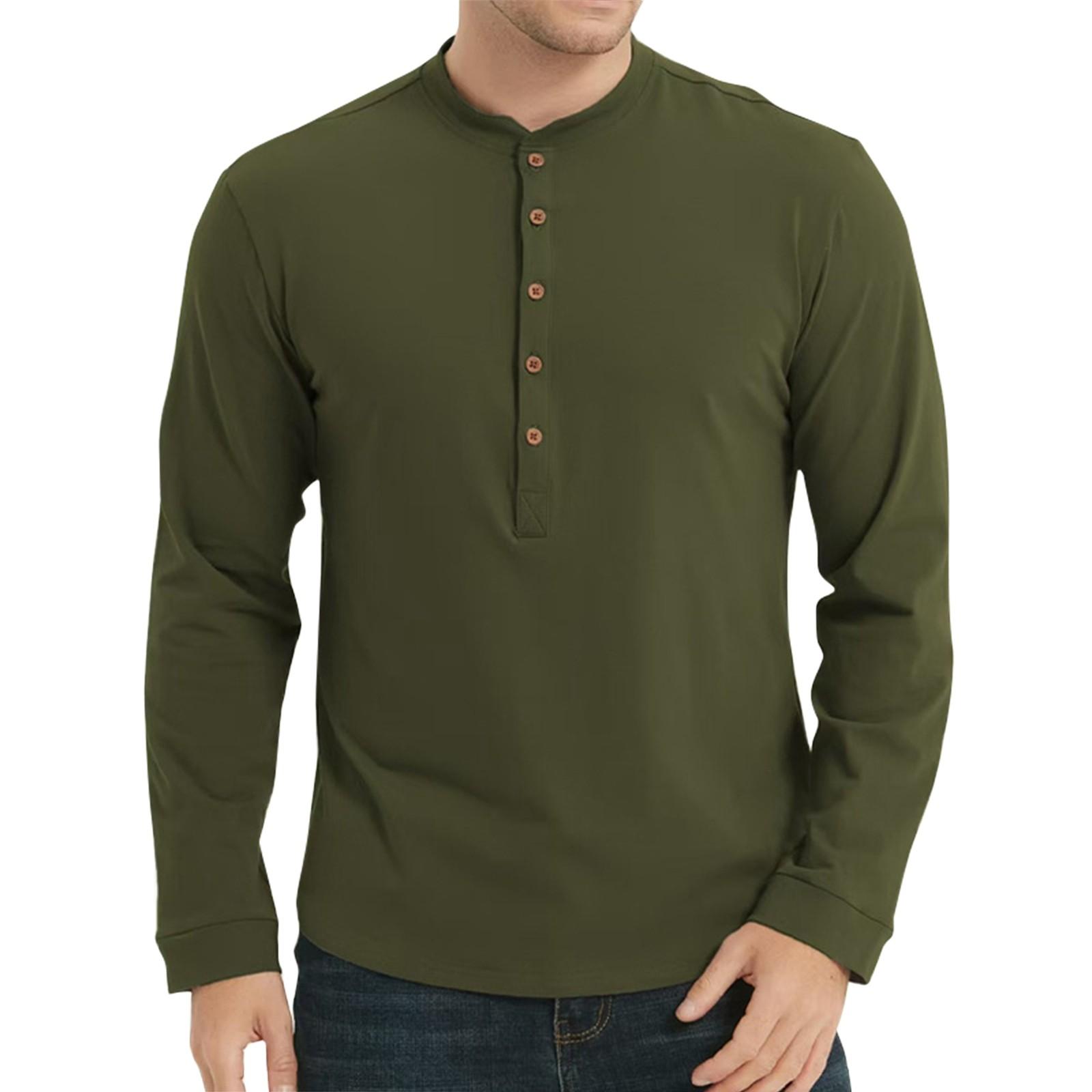 

Мужские весенние однотонные ретро-топы с длинным рукавом на пуговицах, мужские повседневные модные топы XXL