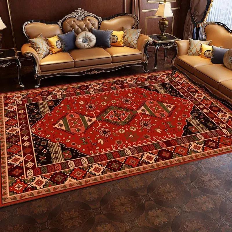 Crystal Pile Vintage Persian Living Room Full Rug Ethnic Style Coffee Table Sofa Mats Bedroom Bed Cloakroom Carpet