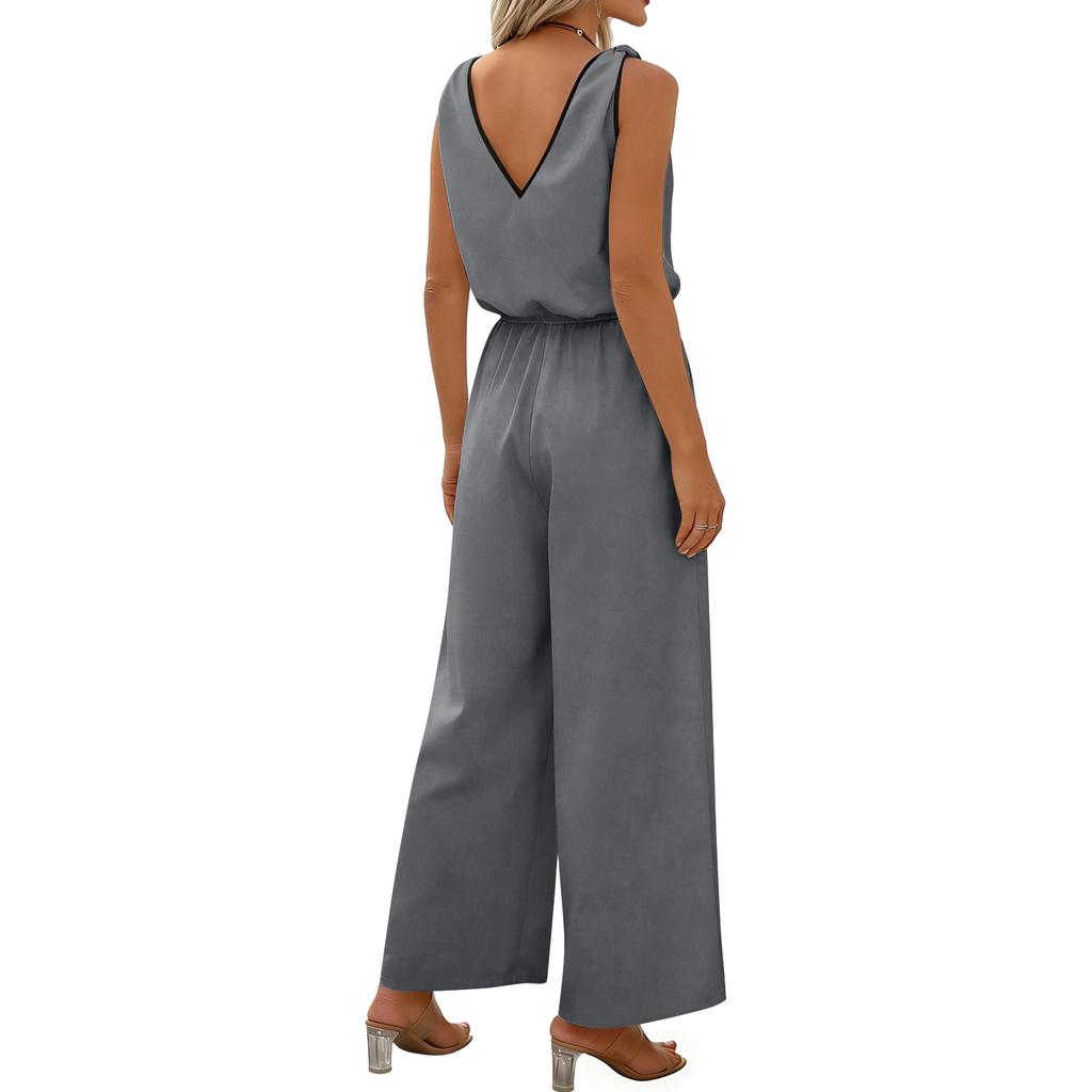 Women's Jumpsuit, Color, Casual And Loose, Vintage Jumpsuit With Pockets