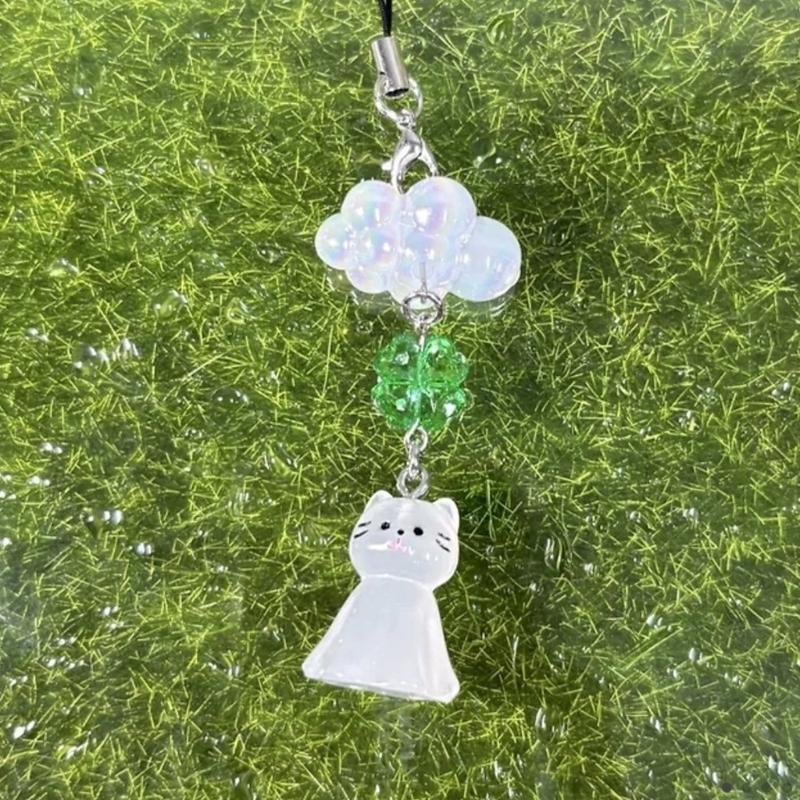 Whimsical Cat And Cloud Design Phone Strap Keychain With Sturdy Acrylic Material For Secure Phone Attachment And Stylish Accessory