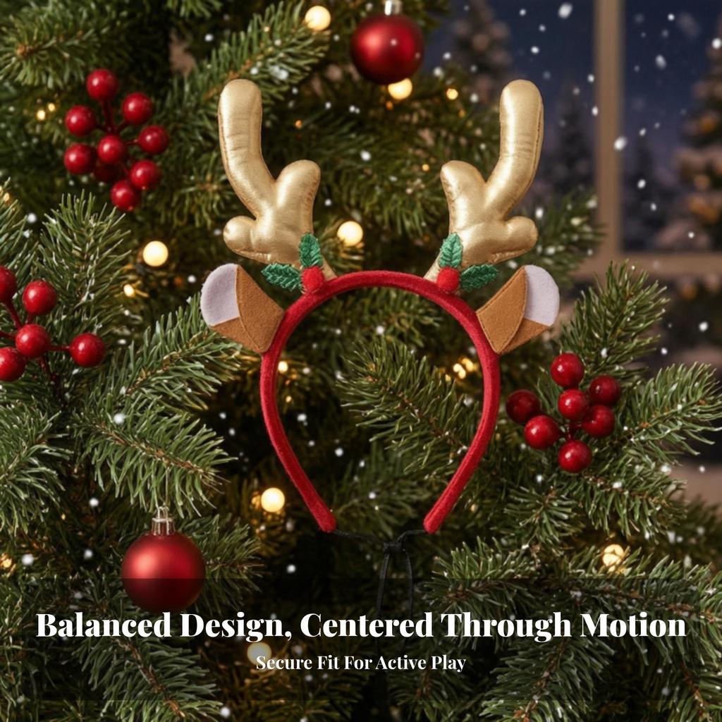 Pet Headband with Antlers Festive Headwear Soft for Pets