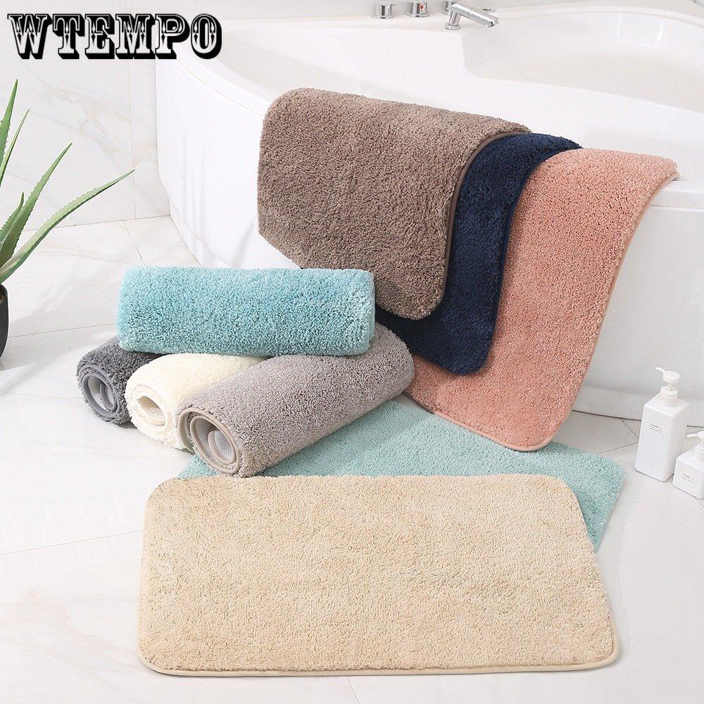 Solid Colour Bathroom Doormat Thickened Anti-slip Bath Quick Dry Plush Carpet Washroom Bedroom Door Mat