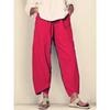 Summer Women Elastic Waist Pants Cotton Loose Casual Trousers