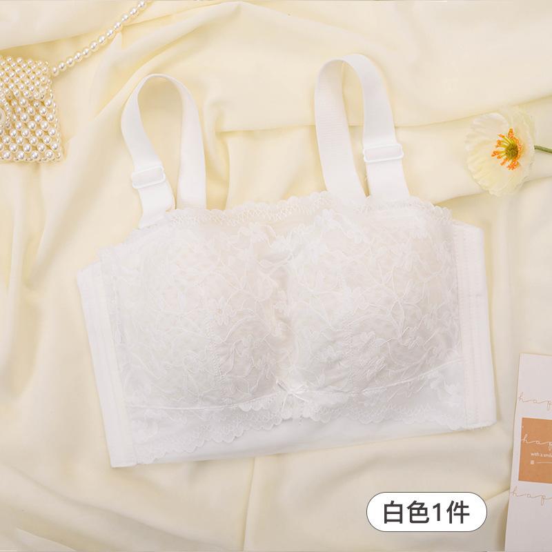 Strapless Underwear Women's Summer Thin Big Breasts Show Small Breasts Gather Non-slip Chest Wrapping Sexy Tube Top No Steel Ring Bra