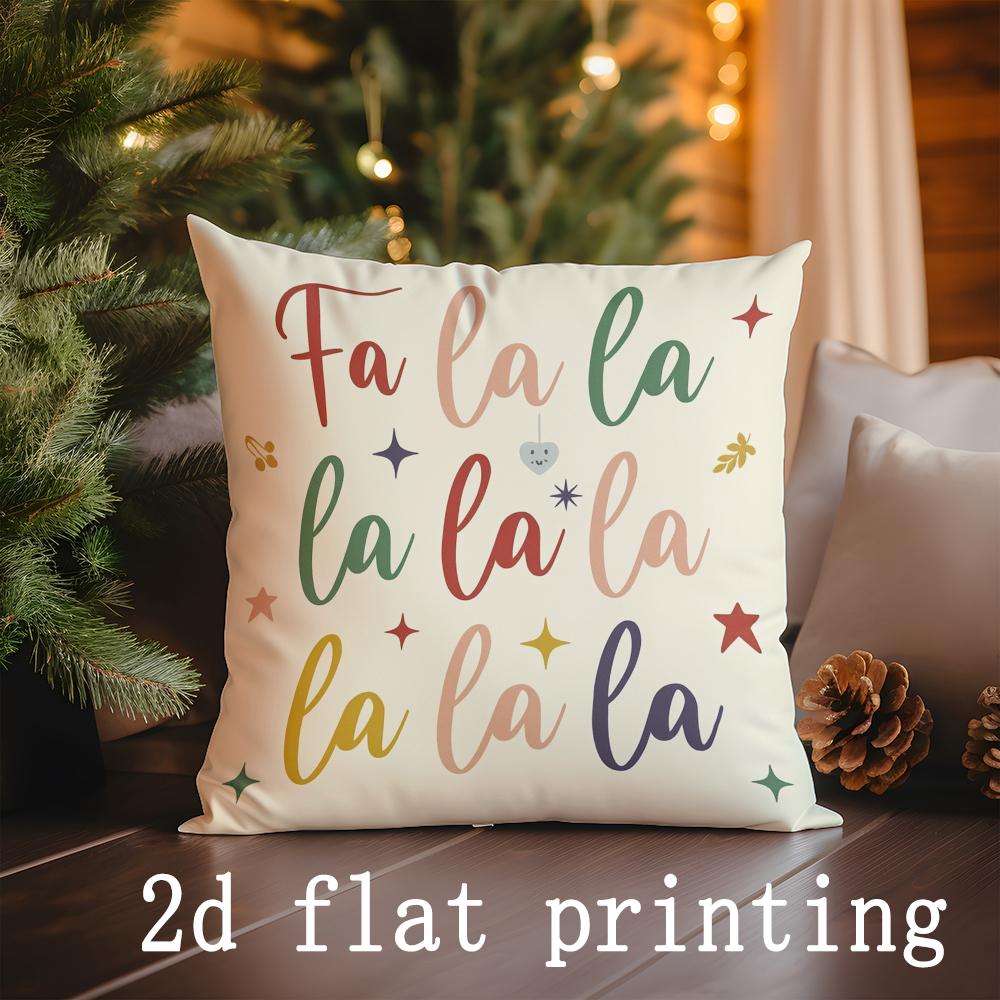 

Home Decor Christmas Nutcracker & Ho Ho La La Pillows Pattern Cushion Cover Suitable for Sofa Bedroom Car Pillow Cover 16x16Inch