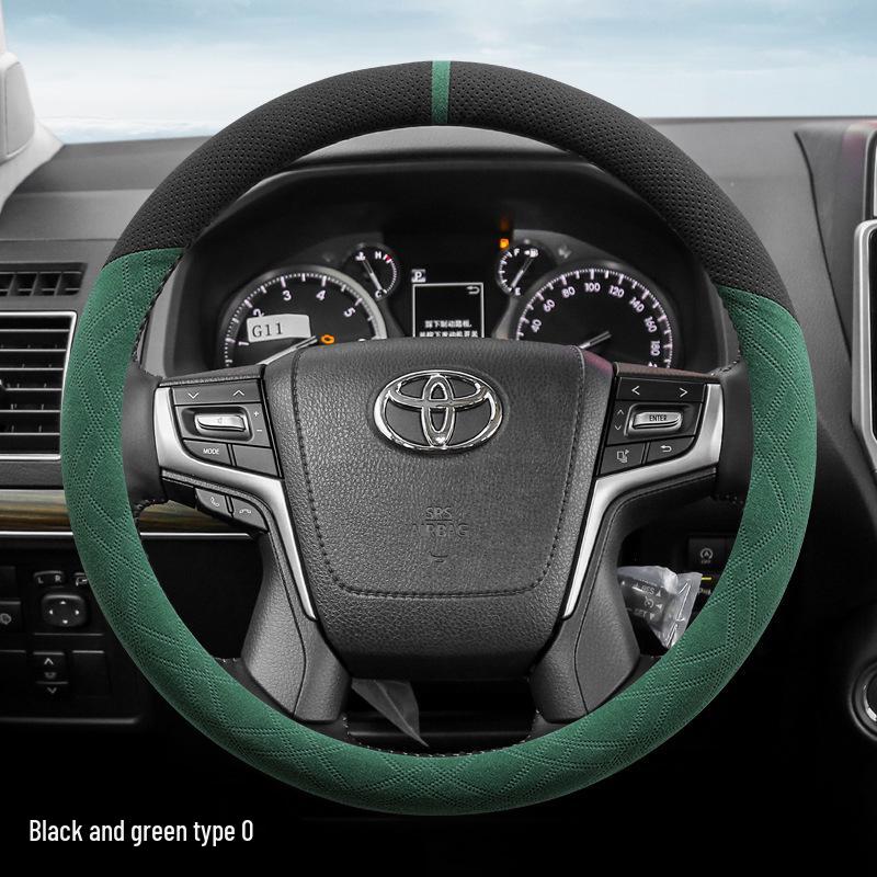 Suede Steering Wheel Cover for Toyota Prado, Camry (6th & 7th Gen), Reiz, Land Cruiser, and Land Cruiser Prado