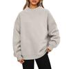 Ladies' Fashionable Loose High Neck Long Sleeved Solid Color Hoodie Top Pullover