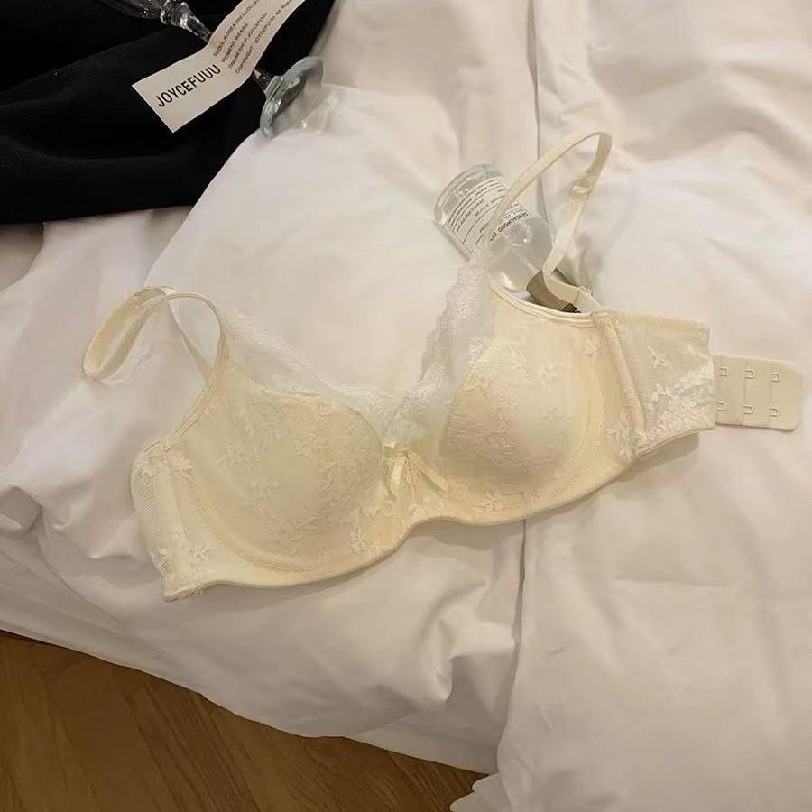 Big Breasts Show Small French Women's Pure Desire, Sexy Lace Edge Soft Steel Ring Gathers, Collects the New Breast Bra