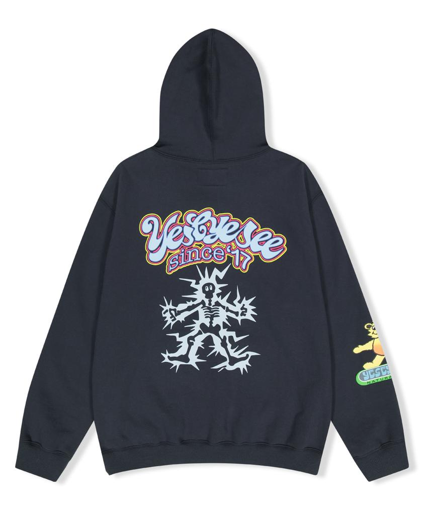 Y.E.S Lightning Bear Hoodie Charcoal