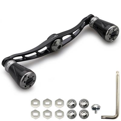 HEIGHTEN 115mm Reel Handle for Shimano Daiwa Abu Garcia General Baitcasting Reel Pillar Series (Black & Gunmetal) (807)
