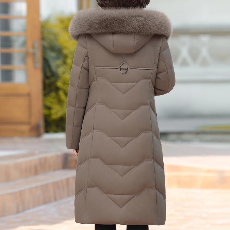 Real Fur Collar Winter Down Jacket for Women Long Parkas Hooded Elegant Thick Warm Down Coat Woman Outerwears