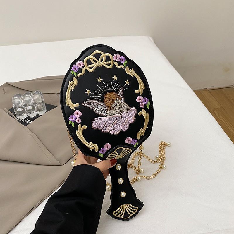 

High-end Niche Design Bag Women Exquisite Out-of-street Special-shaped Baroque Embroidered Cross-body 17x36x6cm чорний