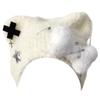 Bear Ear Knitted Hat Punk Crossed Winter Hat Soft Furry Knitted Snow Hat for Women Outdoor Activity Travel