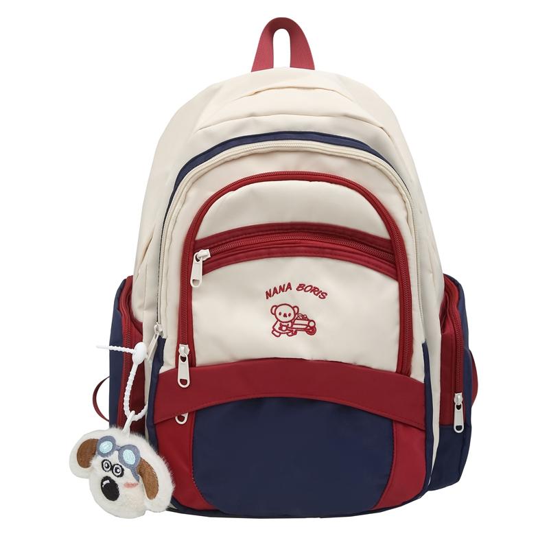 Color Block Backpack Women College Style Schoolbag Junior High School Student Backpack