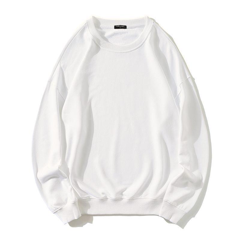 Men's Trendy Solid Color Round Neck Sweatshirt - Casual, Versatile, Loose Fit, Micro Drop Shoulder, Pullover for Spring & Autumn