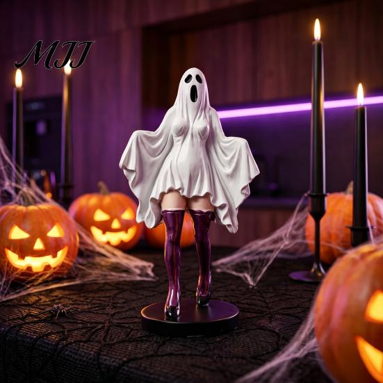 Artistic Ghost Ornament for Bar Decor Gothic Lady Sculpture, Halloween Resin Shrouded Woman Figurine, Mythical Desk Accessories Home Desktop Computer