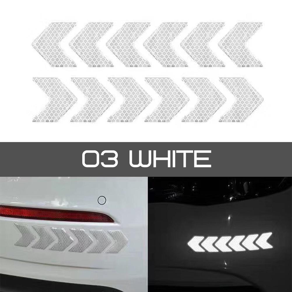 12Pcs/Set Car Reflective Sticker Arrows Pattern Warning Decals For Motorcycle Auto Tail Bar Bumper Safety Car Decor Accessories