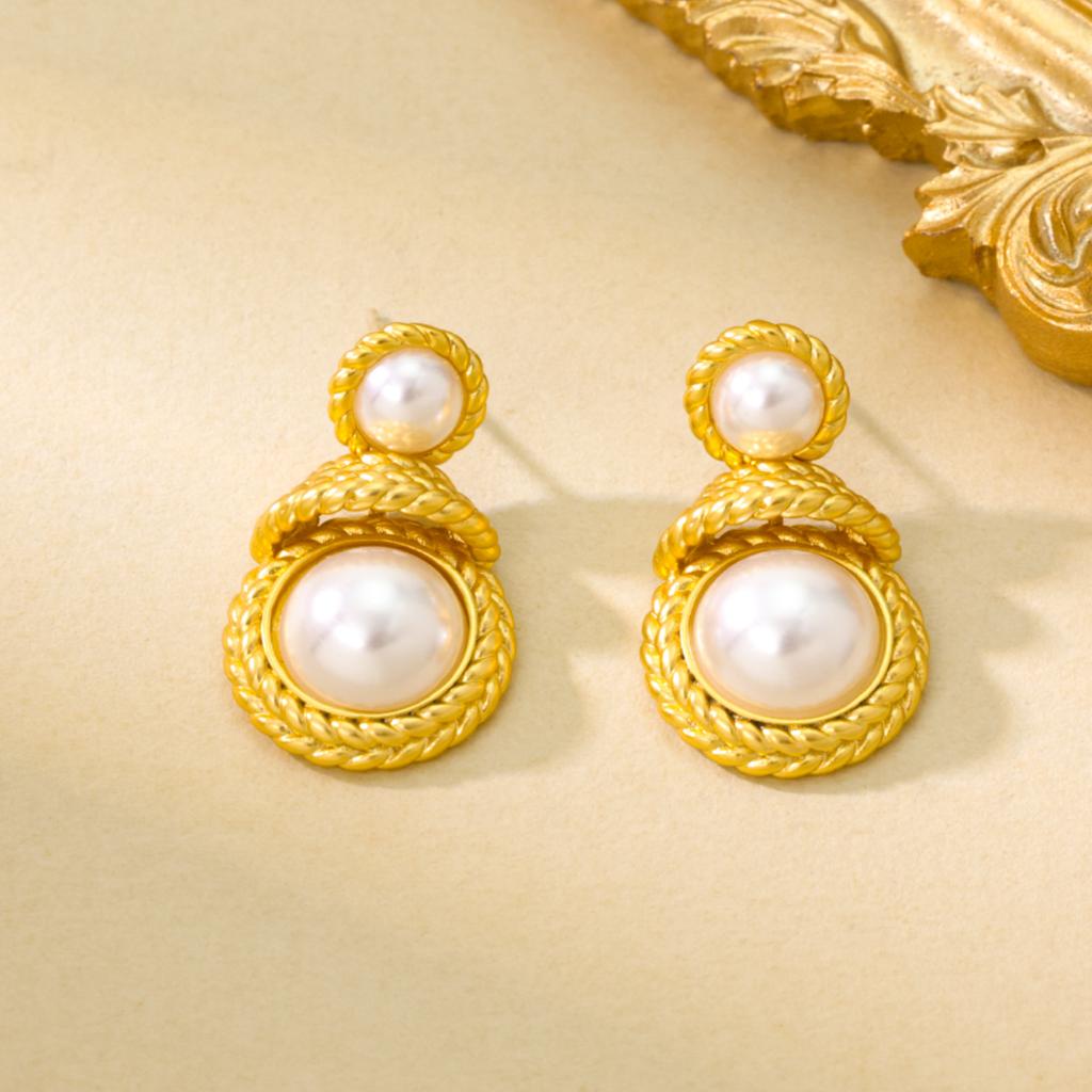 Retro Chinese Style Earrings Women Small Versatile Exquisite Temperament High-end Feeling Pearl New 's