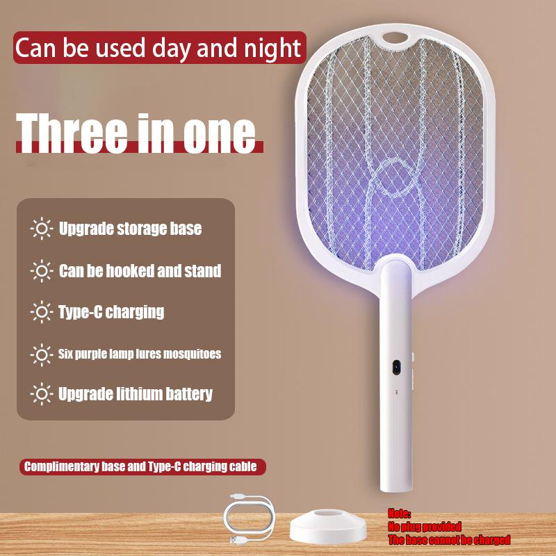 3 em 1 mata-mosquitos elétrico mata-mosquitos lâmpada mata-insetos 3000V tipo C mata-mosquitos recarregável mata-moscas
