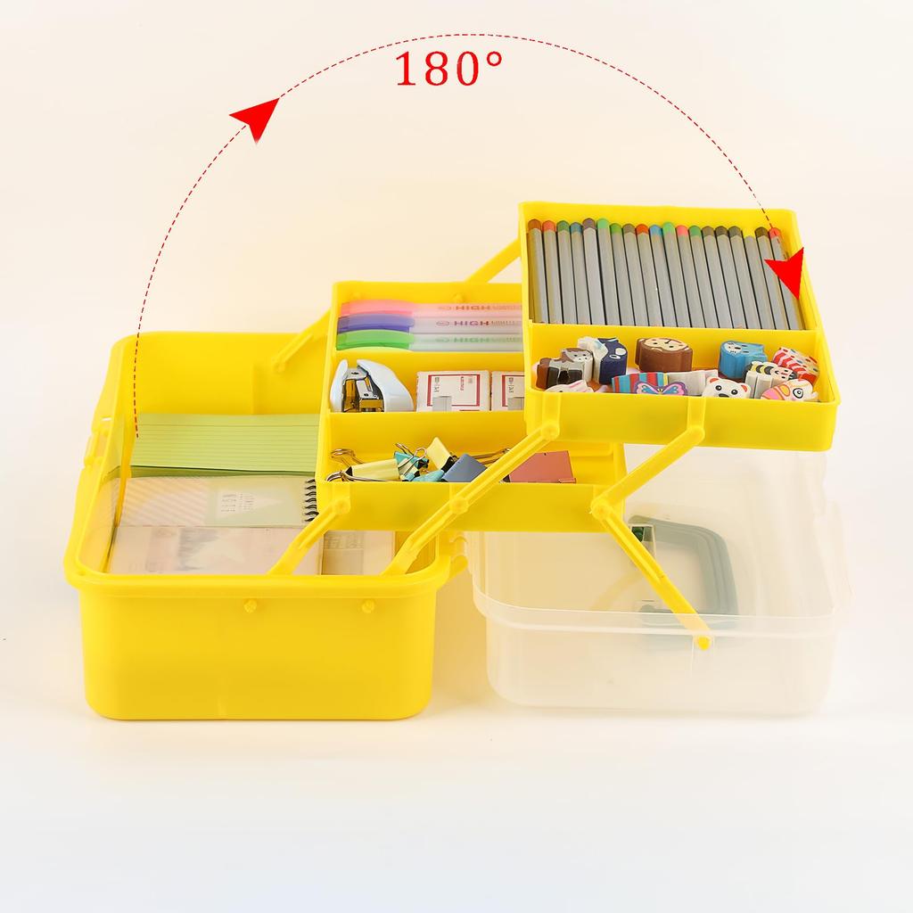 Sumnacon Large Capacity Foldable Storage Storage Box with Adjustable for Home and Car Use Toolbox, Three-Tier Box, Multi-Function Spacing, Handles,