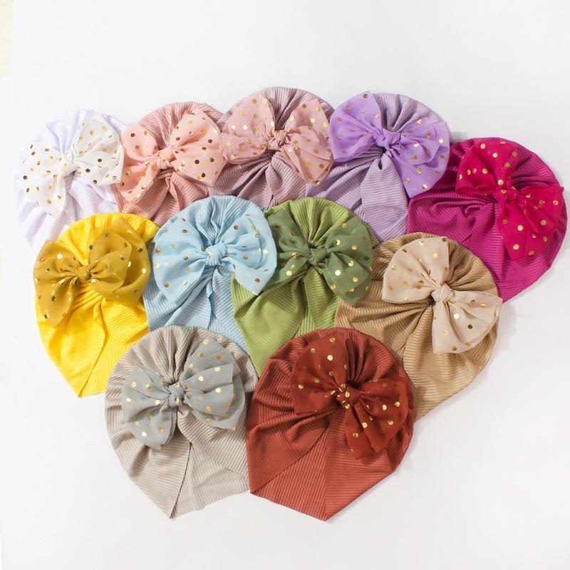 Seasonal new threaded baby headgear, children's bow pullover hat, headhat, baby Indian hat