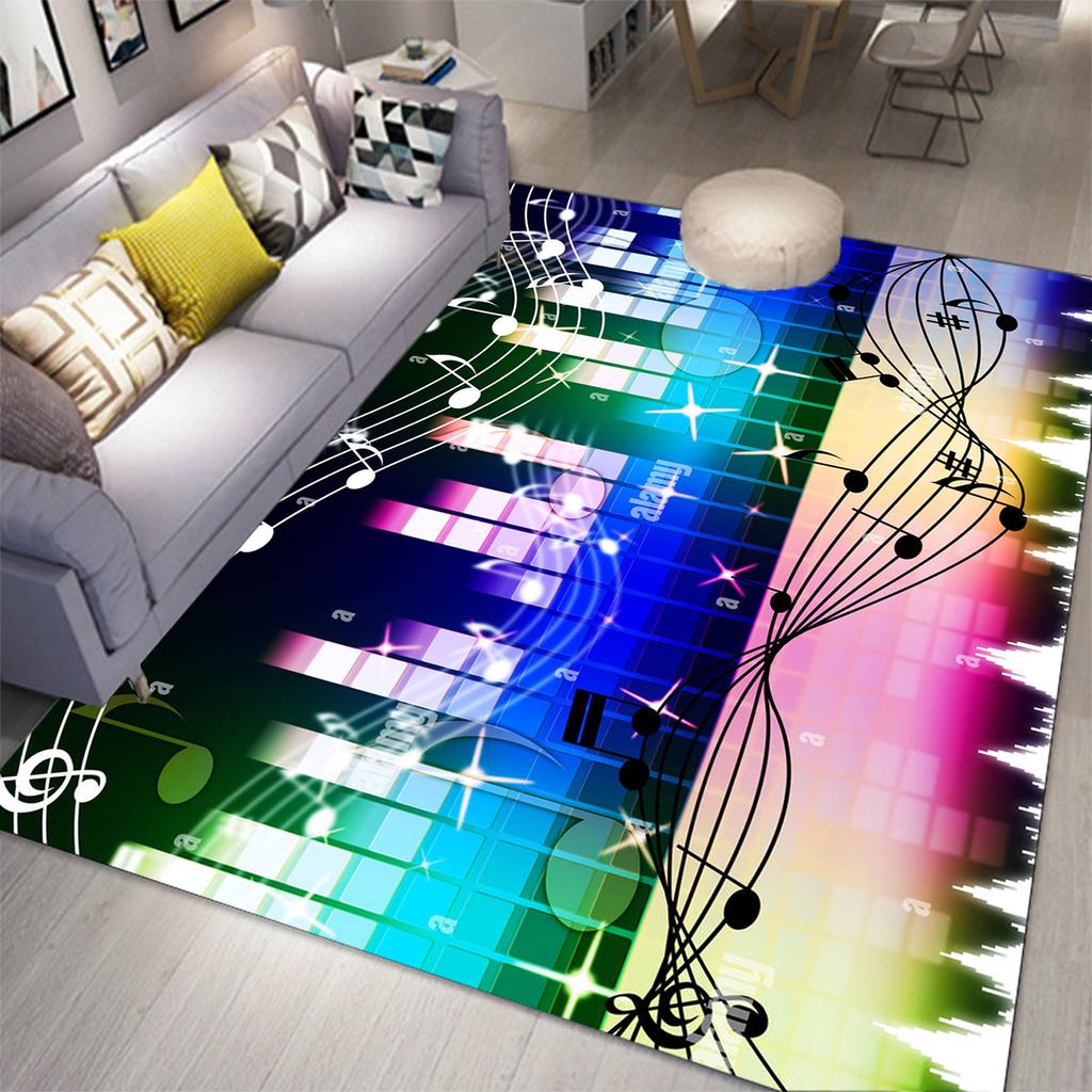 3D Music Carpet 3D Printing Carpets for Living Room Bedroom Decor Carpet Flannel Home Floor Mat Music Area Rugs