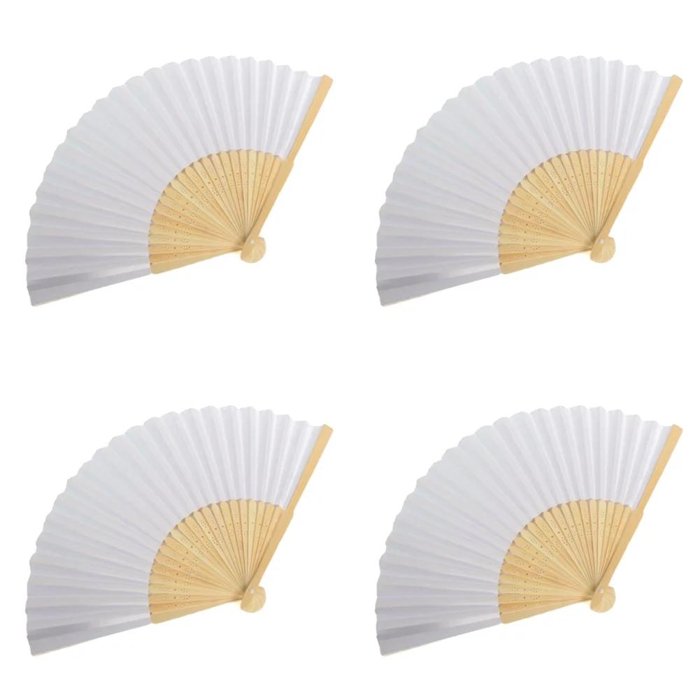 30-1pcs Blank White DIY Paper Bamboo Folding Fan Wedding Party Personalized Hand Practice Creative Fans for Calligraphy Drawing
