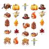 Wooden Turkey Ornament 12/24/36Pcs Thanksgiving Hanging Decoration, Autumn Pumpkin Maple Leaf Decoration Ornament, Harvest Festival Party Decor