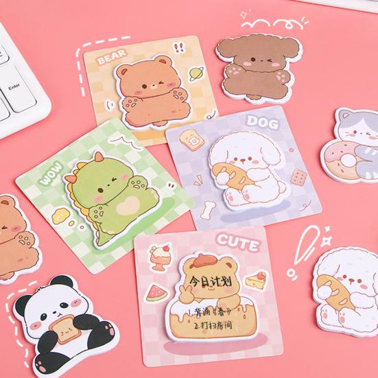 4Pcs Sticky Paper Cute Special-Shaped Cartoon Design Self Adhesive Note Pads