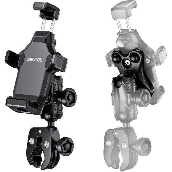 iMESTOU Anti-Vibration Motorcycle Phone Mount- 1" Ball Handlebar Phone Holder Perfect for High-Speed Cycling 360° Rotation Universal for 4.7"-7.2"