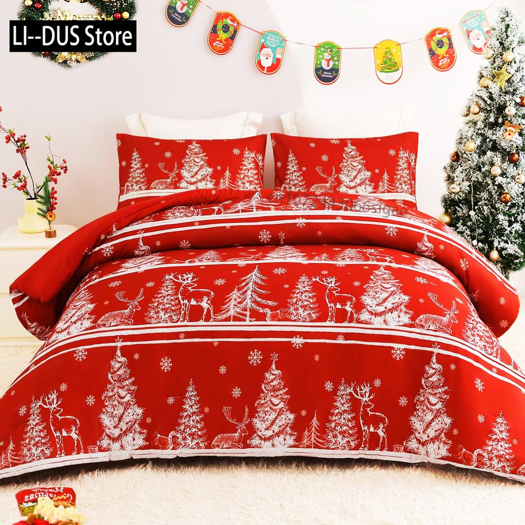 Comforter Snowflake Snow Pattern Winter Decorative 3 Piece Bedding Set With 2 Pillow Shams King Twin Size Bed Collection