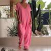 2026 Spring/Summer Women's Solid Color Low Crotch Jumpsuit with Large Pockets - Elegant, Europe/America Style