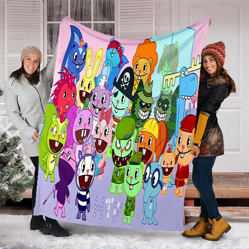 Happy Tree Friends4 printed throw blanket—lightweight,soft,warm;versatile blanket for all seasons—perfect as &air-conditioning throw,nap blanket