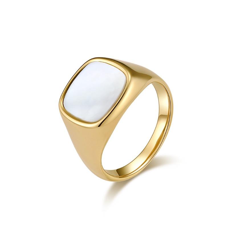 Quadratische gestempelte Muschel-Set Titan-Ring-Eheringe für Männer und Frauen Pendler-Modeaccessoires