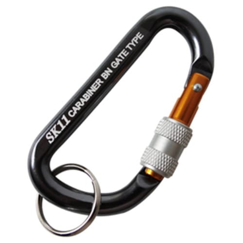 SK11 Locking Carabiner with Anti-Slip and Screw Locking Function, Black, 6 x 60mm, SAC-660BN
