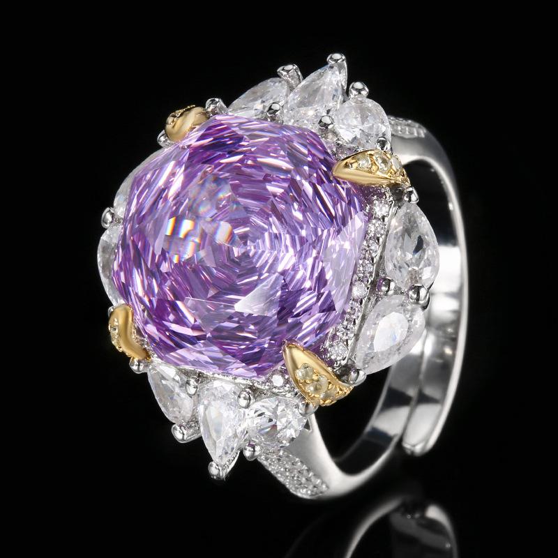 Product Jewelry Copper Bottom Gold Plated Rose Cut Light Luxury Set Female Main Stone 14Mm