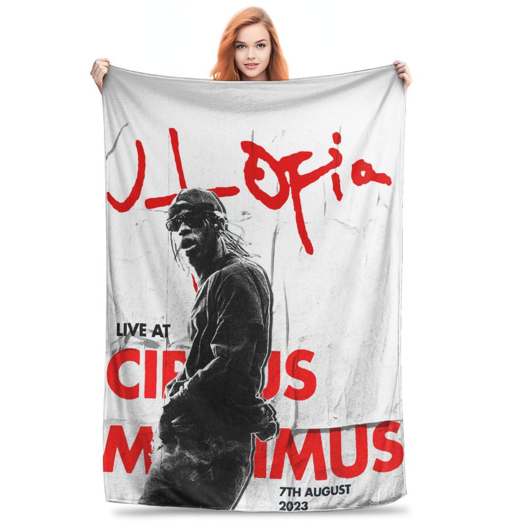 Travis Utopia Scotts Rapper Hip Hop Blankets Multi-function Fleece Throw Blanket for Home Bedroom Outdoor Throws Bedspread Quilt