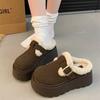 Thick-bottomed bag head, half slippers, outer wear, autumn and winter new lazy plush Birkenstock cotton mop